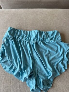 Free People Aqua Ruffled Workout Shorts